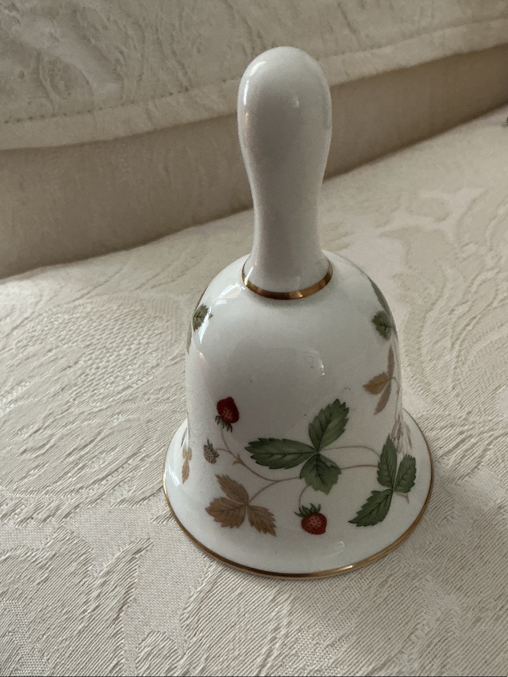 Wedgewood Wild Strawberry bell with gold trim, vintage